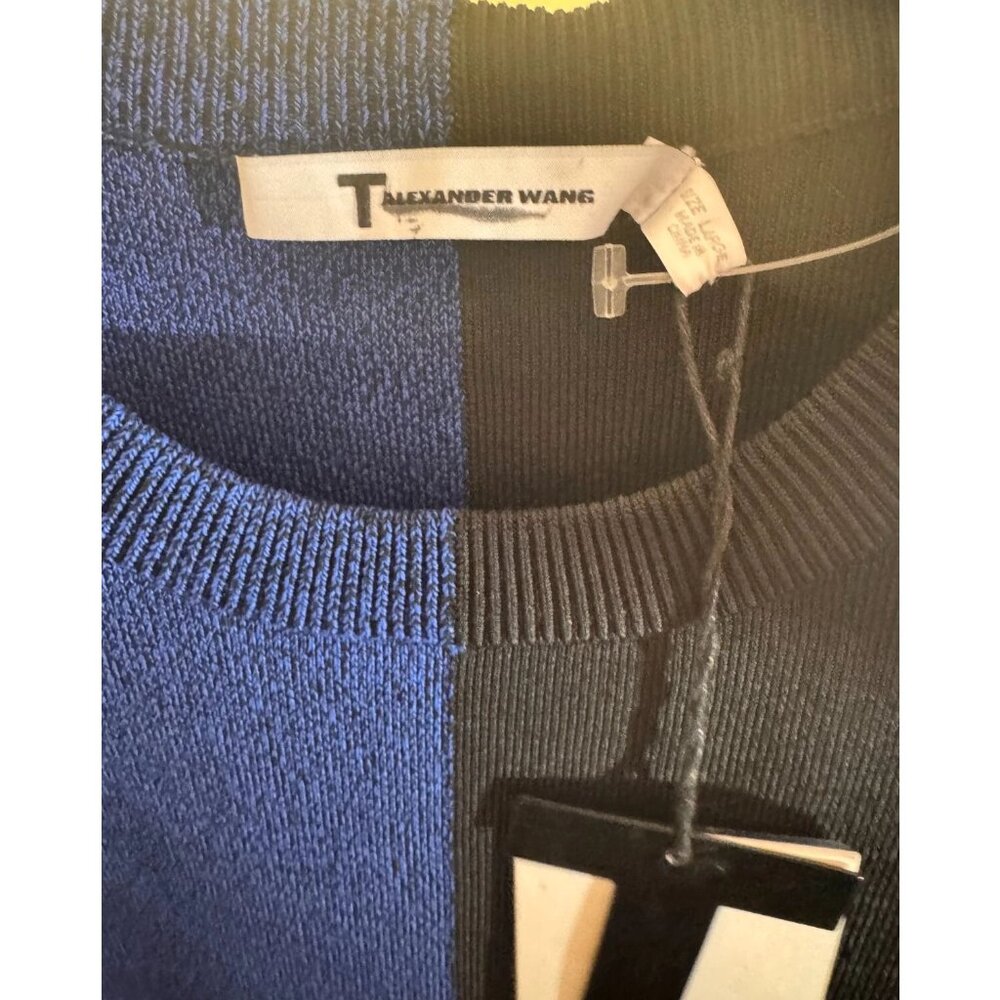 ALEXANDER WANG Sleeveless Color Blocked Royal Blue & Black Knit Top, Large - Picture 6 of 7